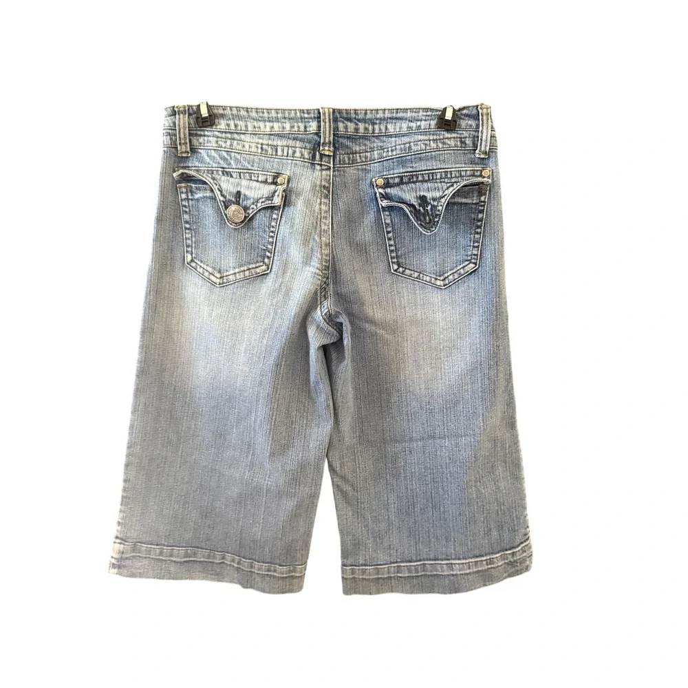 No Boundaries Vintage Y2K‎ Low Rise Wide Leg Denim Jorts Shorts Blue 15 Skater